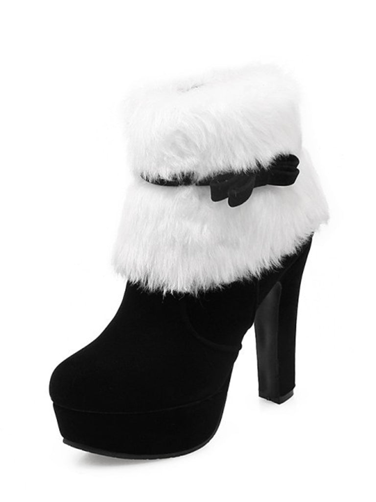 Retro Christmas Short Plush High Heel Shoes — vintage elegance for the modern woman