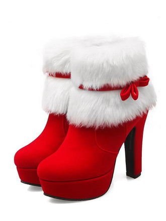 Retro Christmas Short Plush High Heel Shoes: timeless style reimagined