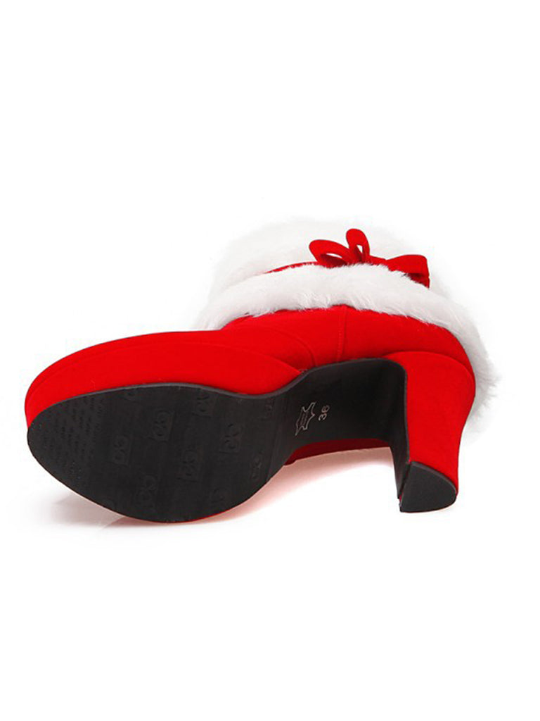 Retro Christmas Short Plush High Heel Shoes — vintage elegance for the modern woman