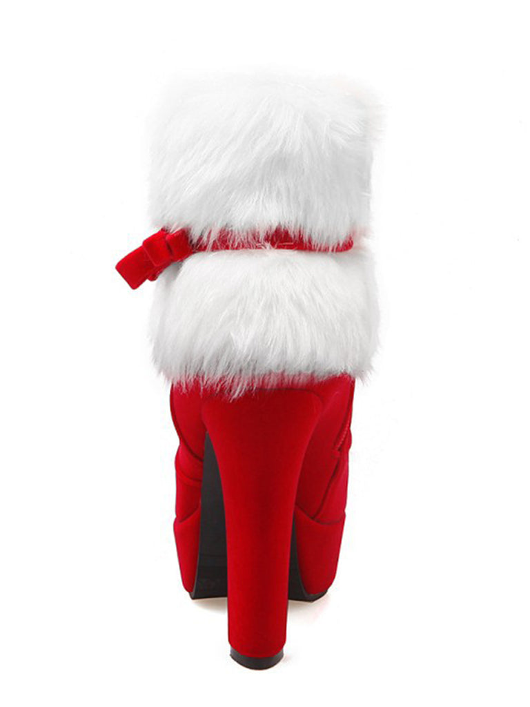 Retro Christmas Short Plush High Heel Shoes: timeless style reimagined