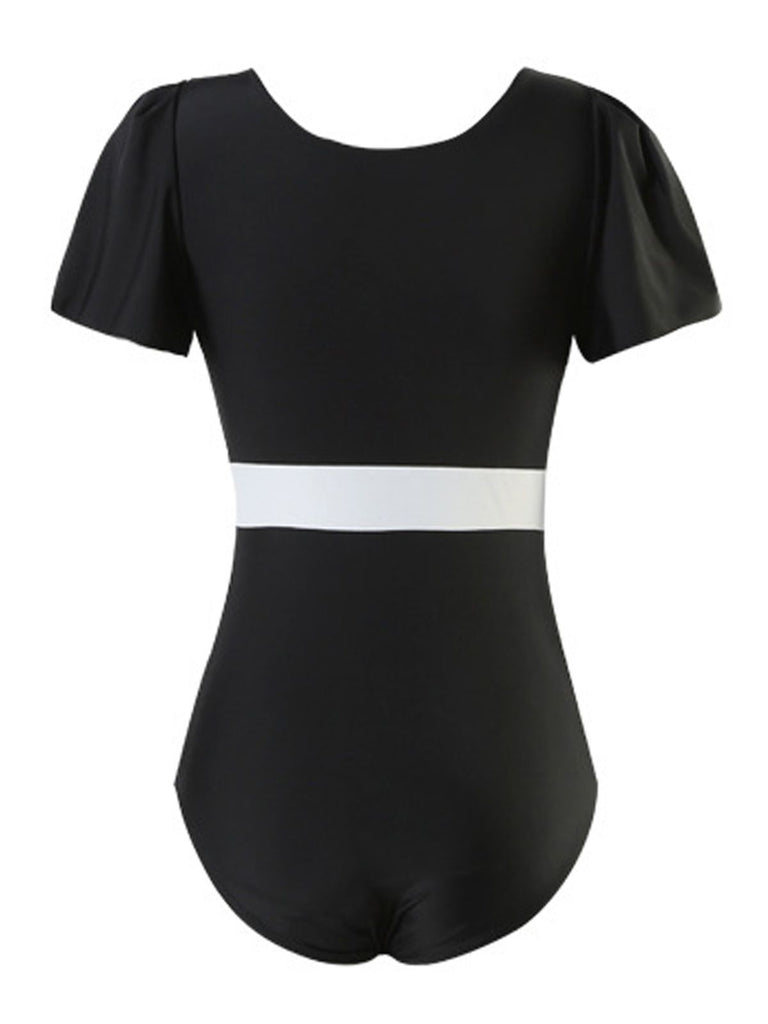 Retro Flare Sleeve One-Piece Swimsuit: timeless style reimagined