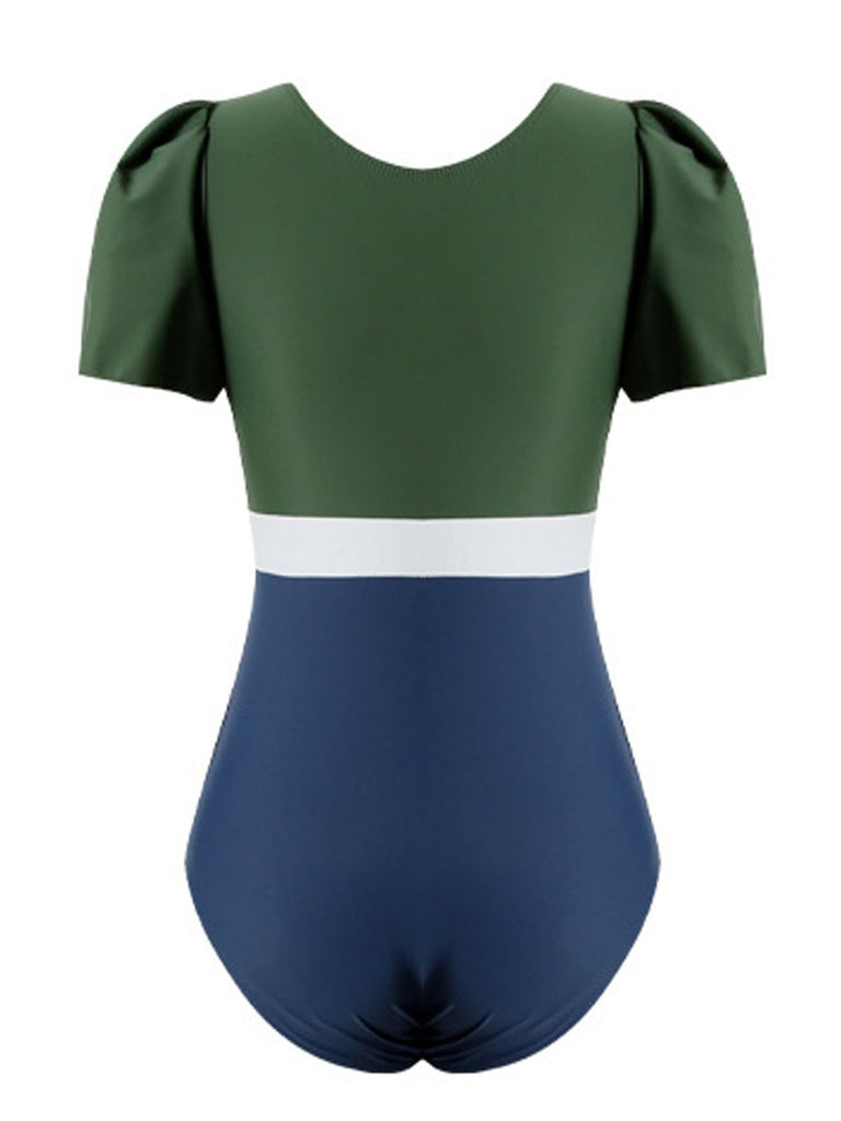 Retro Flare Sleeve One-Piece Swimsuit — vintage elegance for the modern woman