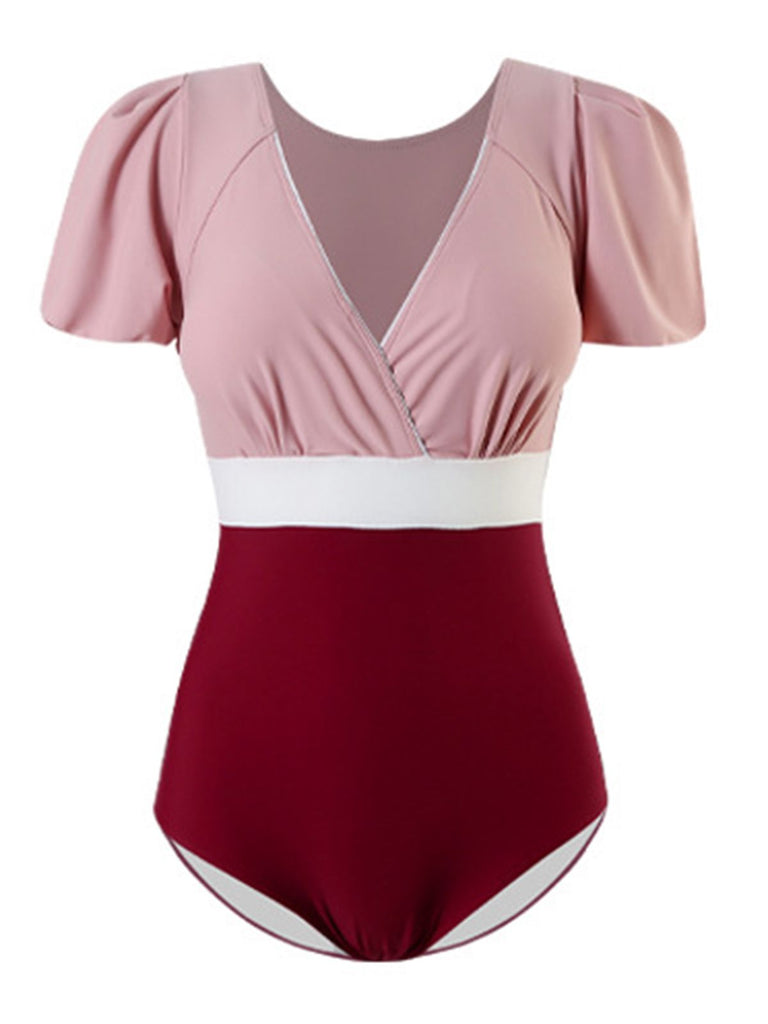 Retro Flare Sleeve One-Piece Swimsuit — vintage elegance for the modern woman