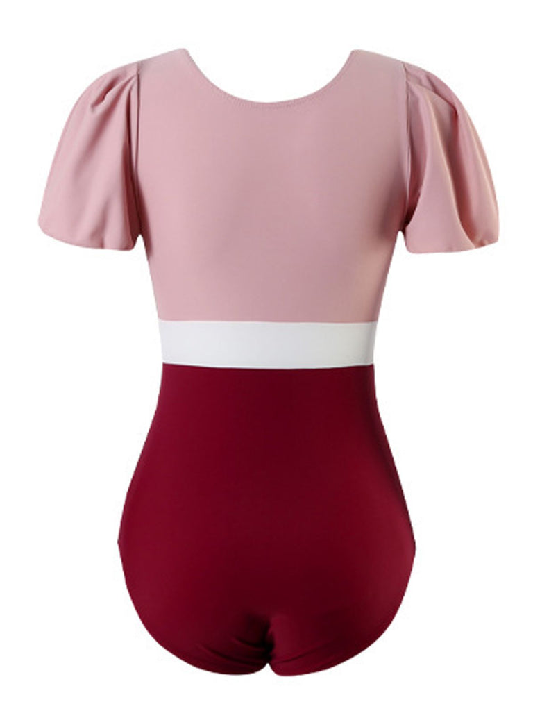 Retro Flare Sleeve One-Piece Swimsuit — vintage elegance for the modern woman