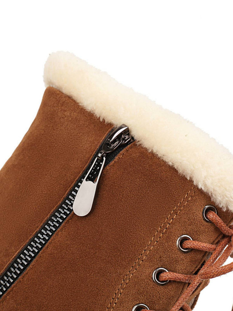 Retro Fleece Solid Color Chunky Heel Boots: timeless style reimagined
