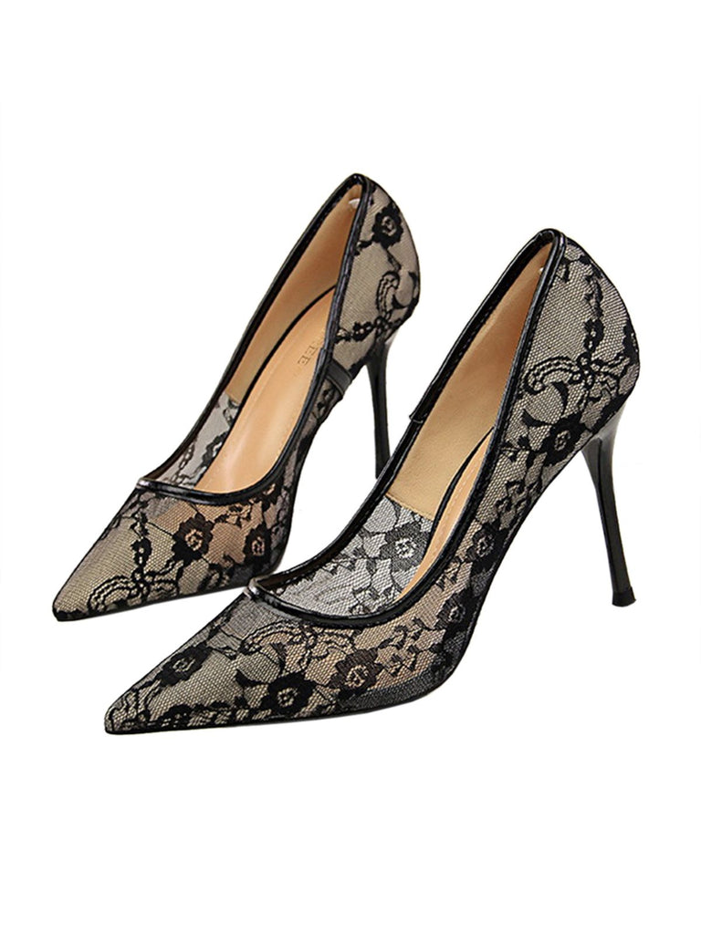 Retro Floral Solid Lace Pointed Shoes: timeless style reimagined