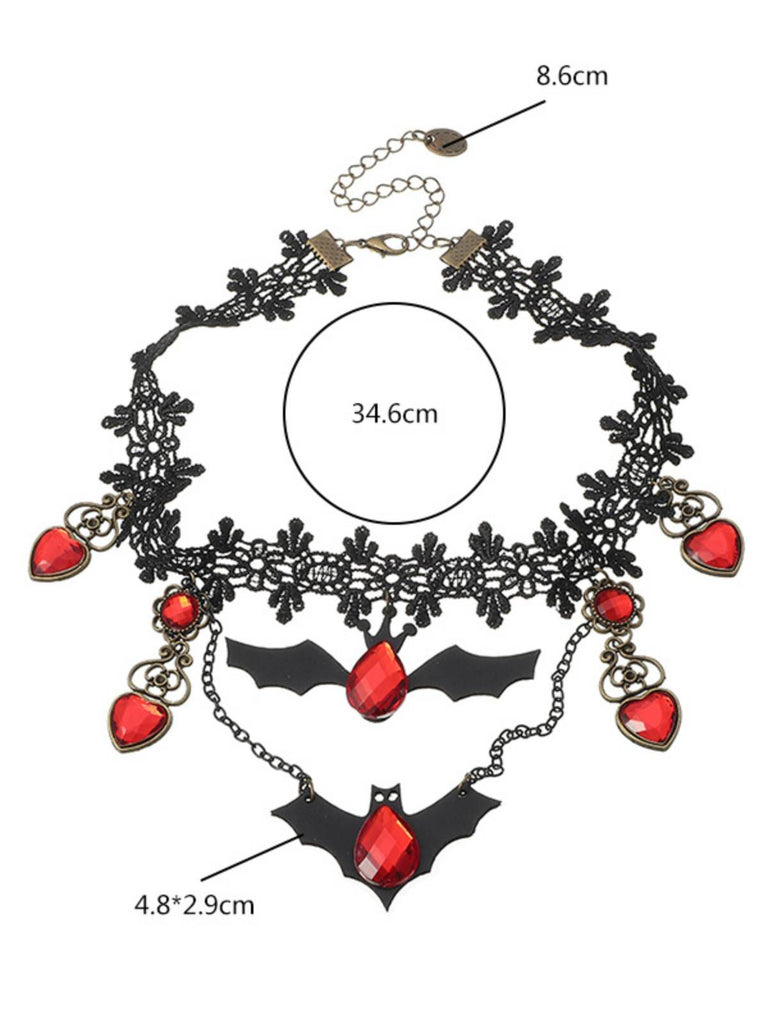 Retro Halloween Lace Bat Necklace, vintage fashion, retro style - perfect for women who love vintage and retro fashion