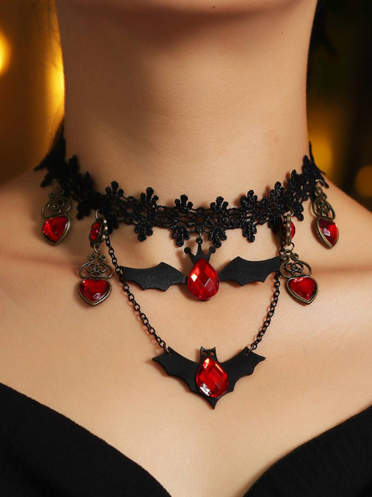Retro Halloween Lace Bat Necklace, vintage fashion, retro style - perfect for women who love vintage and retro fashion