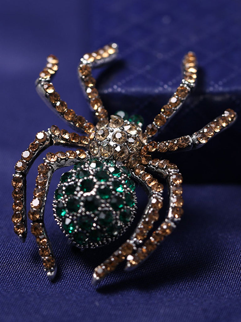 Retro Halloween Spider Rhinestone Brooch — vintage elegance for the modern woman