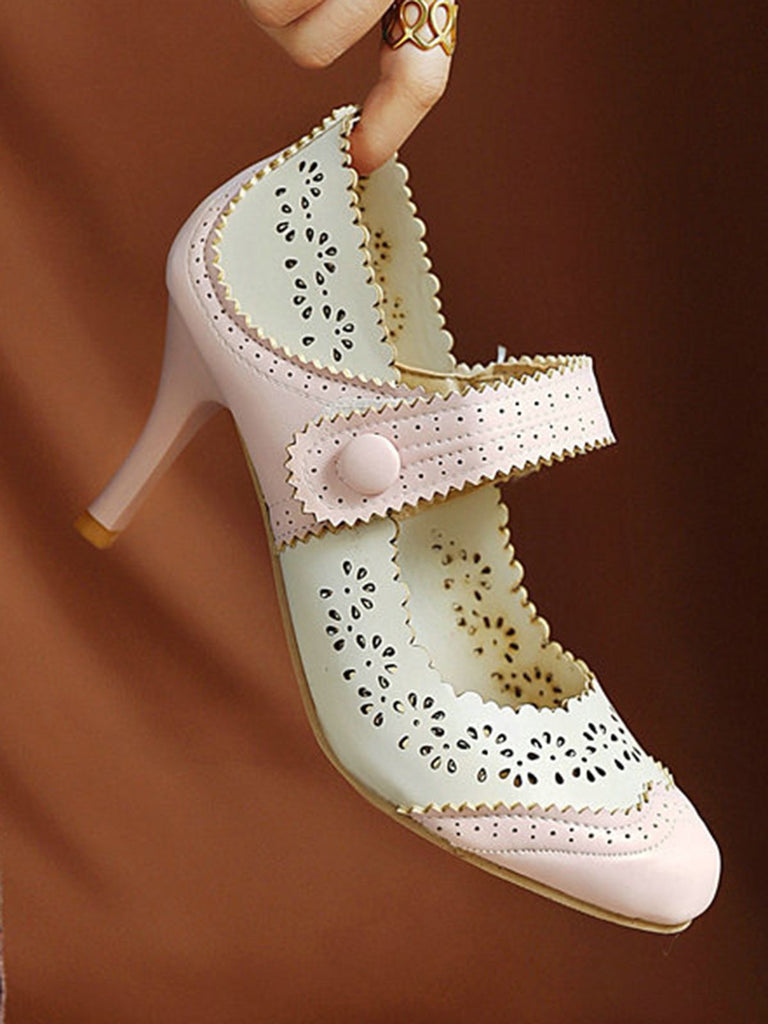 Retro Hollow Out Ankle Strap High Heels Shoes — vintage elegance for the modern woman