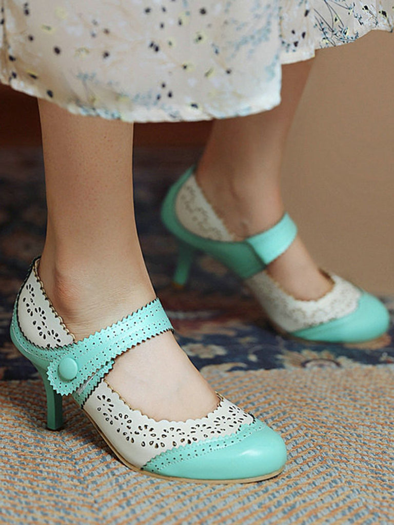 Retro Hollow Out Ankle Strap High Heels Shoes — vintage elegance for the modern woman