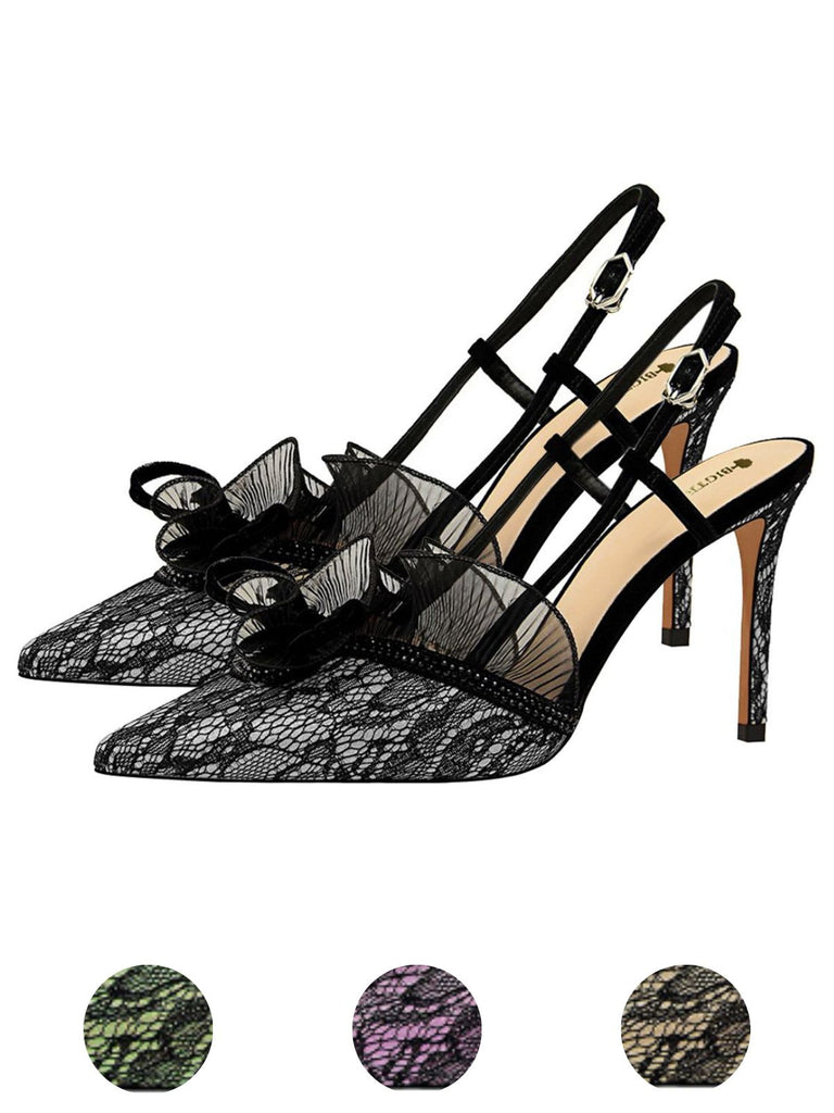 Retro Lace Décor Sling Back Shoes: timeless style reimagined