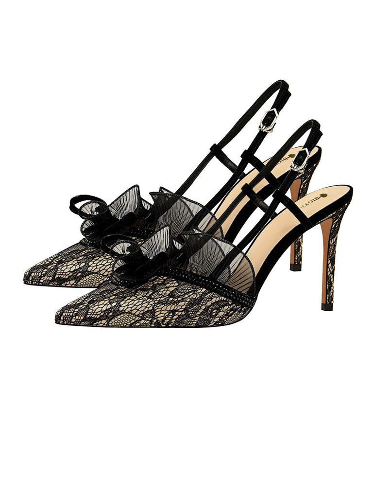 Retro Lace Décor Sling Back Shoes: timeless style reimagined