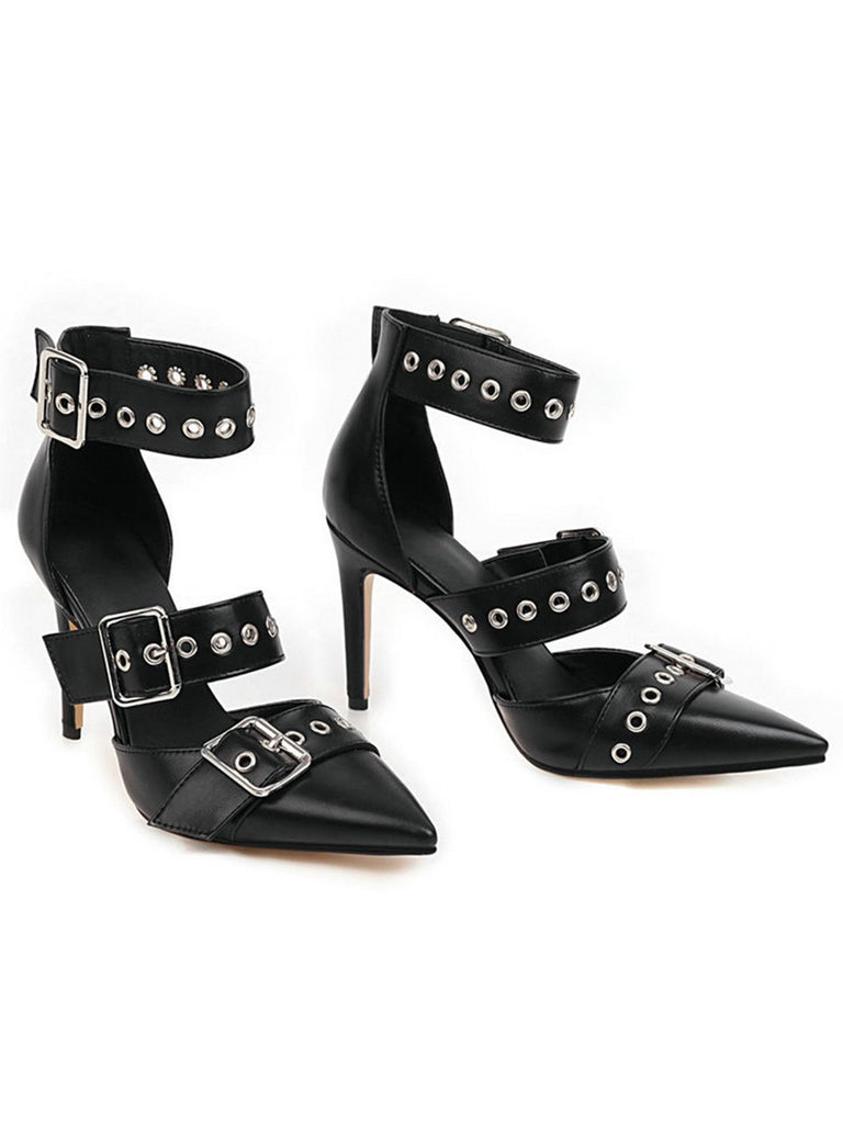 Retro Lace-up Button Décor Pointed Shoes: timeless style reimagined