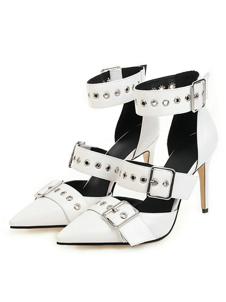 Retro Lace-up Button Décor Pointed Shoes — vintage elegance for the modern woman