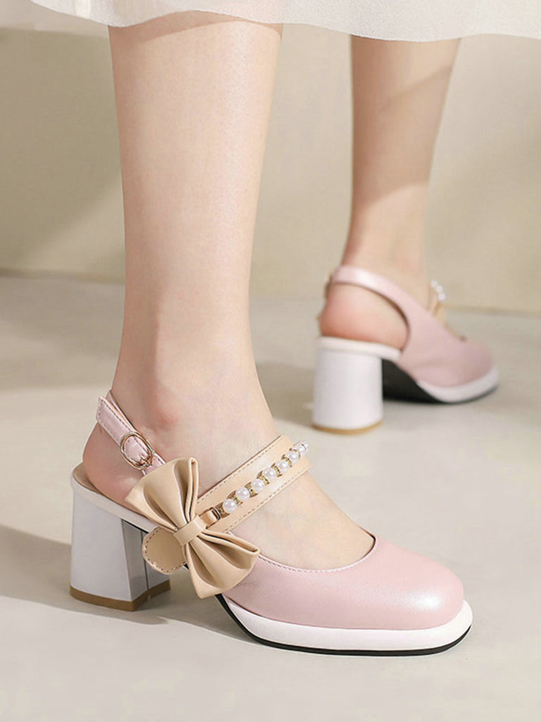 Retro Pearl Décor Sling Back Shoes: timeless style reimagined