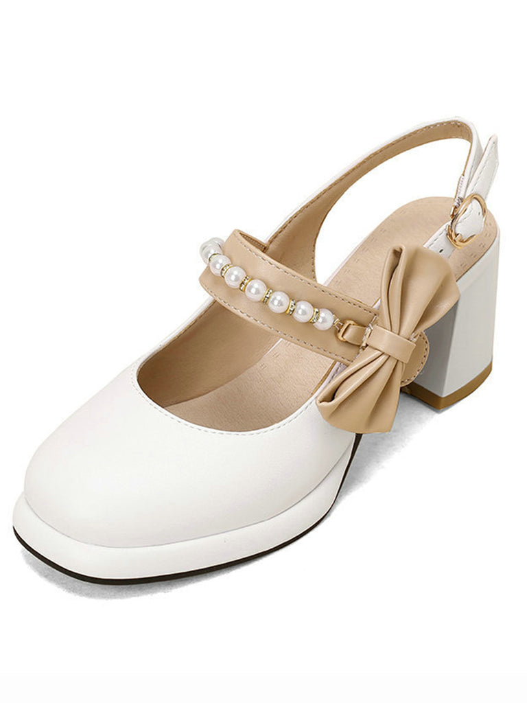Retro Pearl Décor Sling Back Shoes: timeless style reimagined