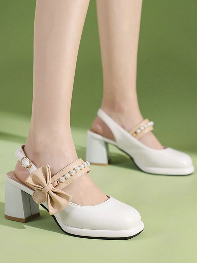 Retro Pearl Décor Sling Back Shoes — vintage elegance for the modern woman