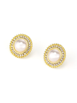 Retro Pearl Gold Trim Alloy Earrings: timeless style reimagined