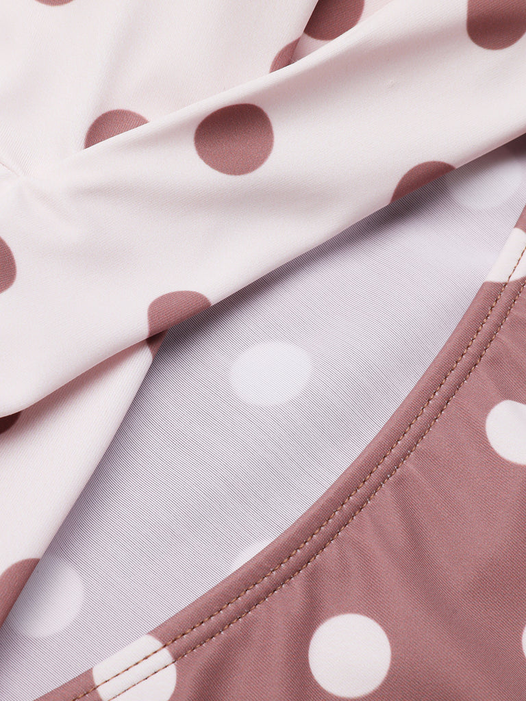 Retro Polka Dots Patchwork One-piece Swimsuit: timeless style reimagined