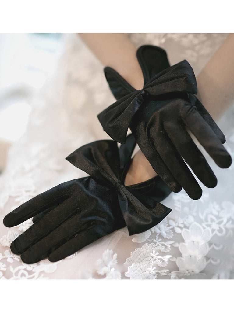 Retro Silky Bowknot Split Gloves: timeless style reimagined