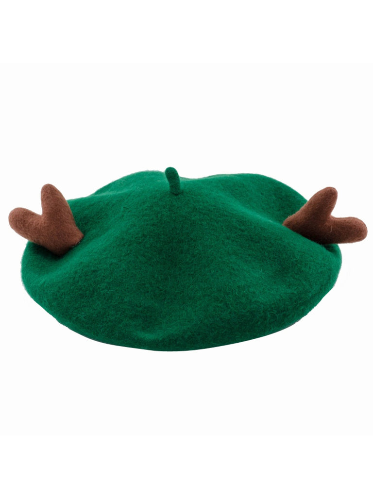 Retro Solid Antlers Wool Berets: timeless style reimagined