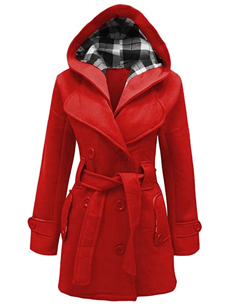 Retro Solid Belt Double-breasted Coat — vintage elegance for the modern woman