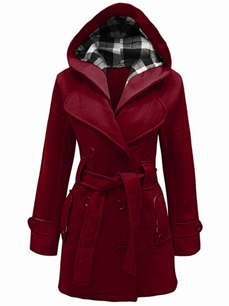 Retro Solid Belt Double-breasted Coat — vintage elegance for the modern woman
