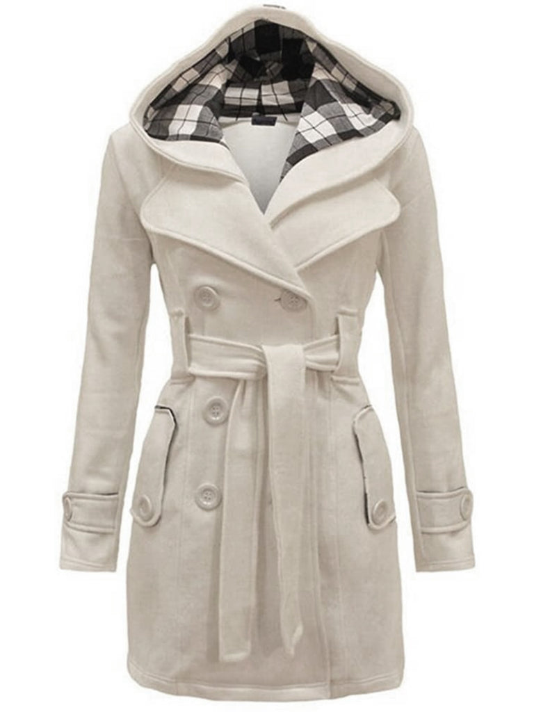 Retro Solid Belt Double-breasted Coat — vintage elegance for the modern woman