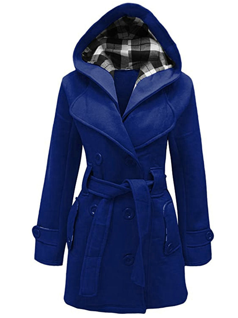 Retro Solid Belt Double-breasted Coat — vintage elegance for the modern woman