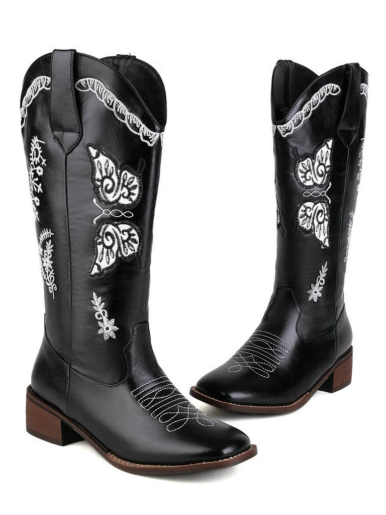 Retro Solid Leather Long Heel Boots, vintage fashion, retro style - perfect for women who love vintage and retro fashion