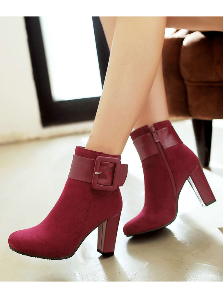 Retro Solid Thick Heel Short Boots — vintage elegance for the modern woman