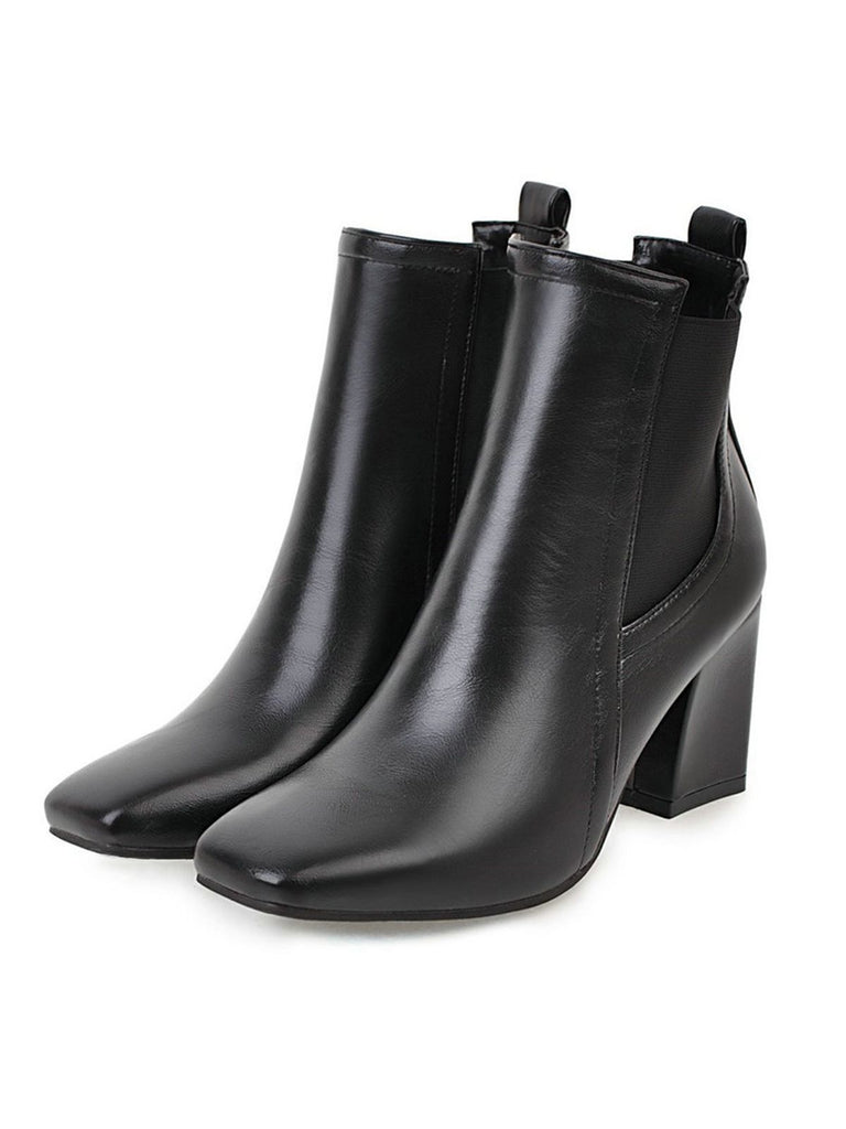 Retro Solid Thick Heel Short Boots: timeless style reimagined