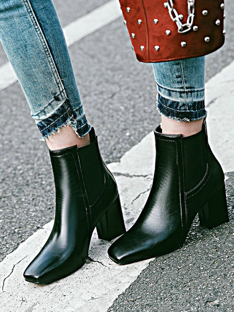 Retro Solid Thick Heel Short Boots: timeless style reimagined