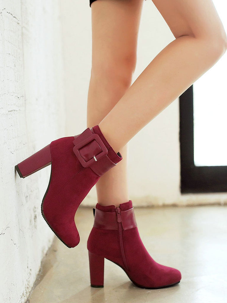 Retro Solid Thick Heel Short Boots — vintage elegance for the modern woman