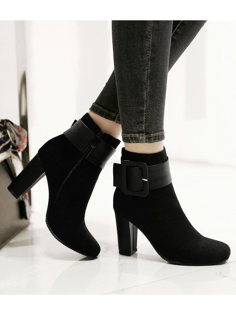 Retro Solid Thick Heel Short Boots: timeless style reimagined
