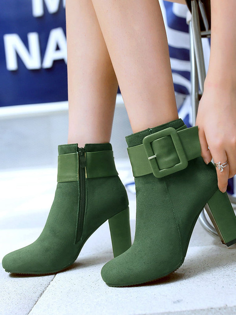 Retro Solid Thick Heel Short Boots — vintage elegance for the modern woman