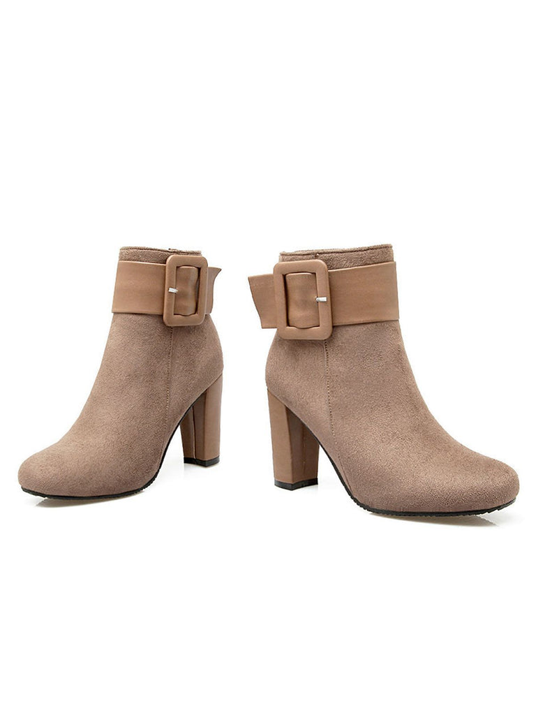 Retro Solid Thick Heel Short Boots: timeless style reimagined