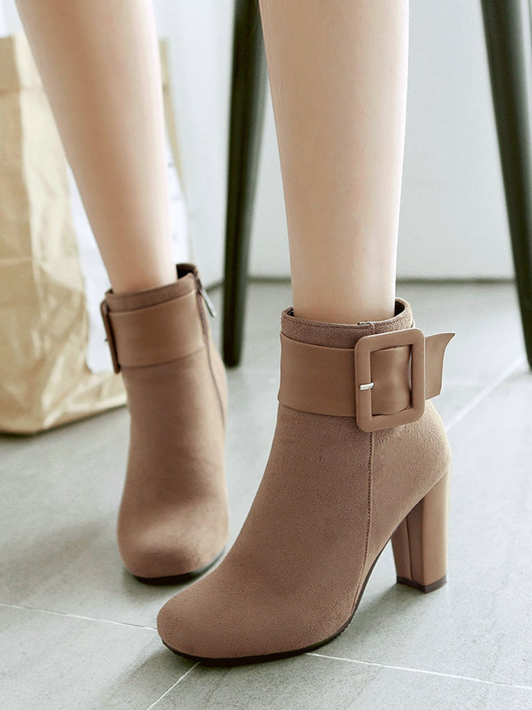 Retro Solid Thick Heel Short Boots — vintage elegance for the modern woman