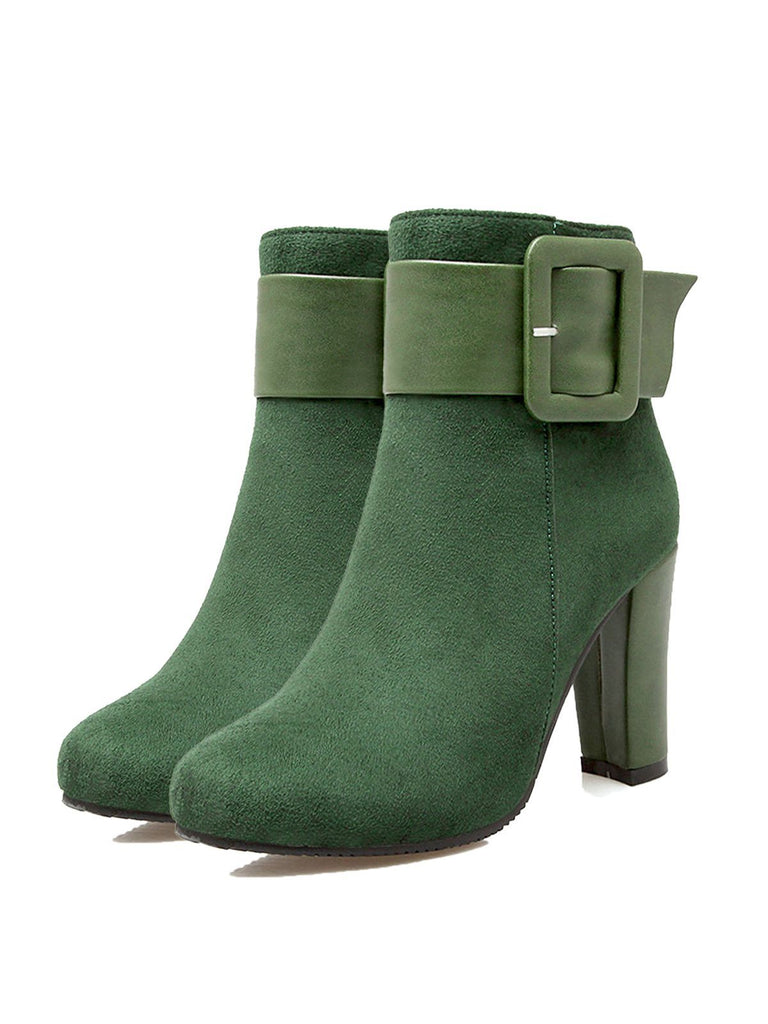Retro Solid Thick Heel Short Boots — vintage elegance for the modern woman