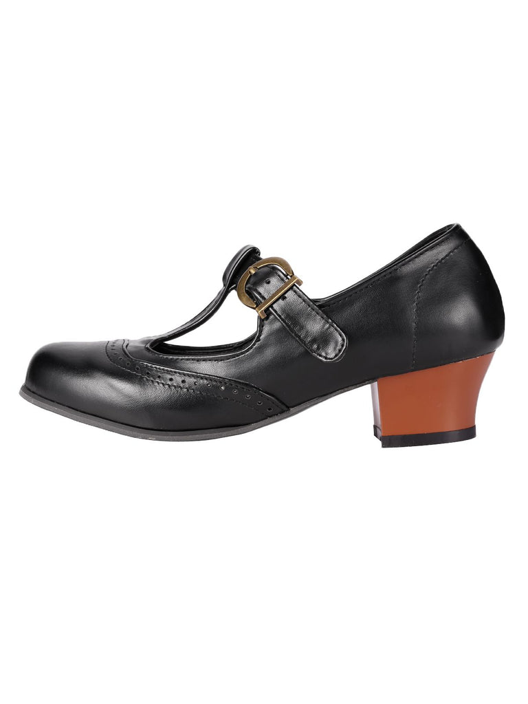 Retro T-Strap Chunky Heels Shoes, classic vintage style elegant retro fashion - Image 4