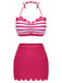 Rose Pink 1960s Stripes Halter Bikini Set - vintage fashion, retro style