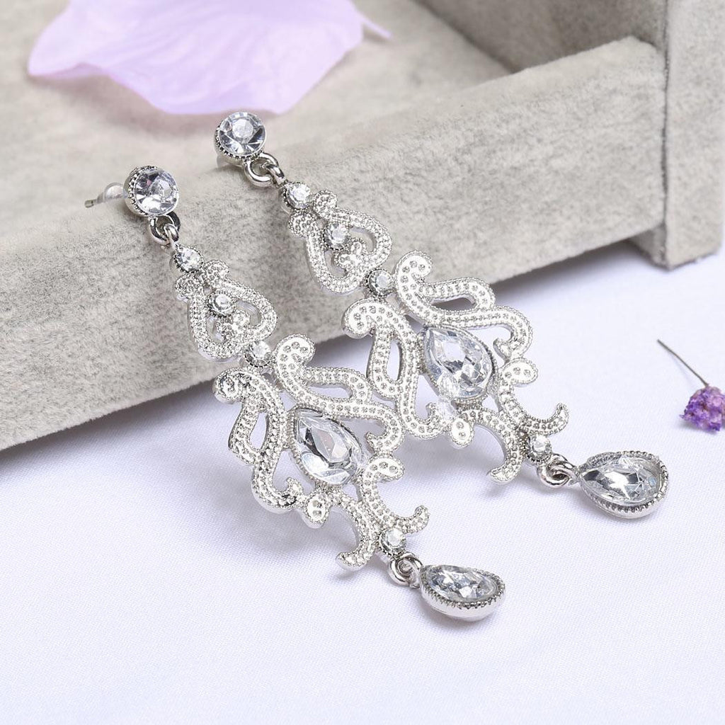 Silver 1920s Bridal Earrings: 1920s detail work for the woman who notices