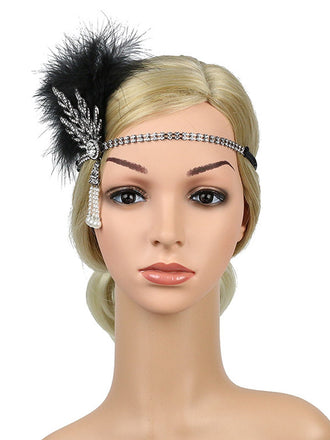 Silver 1920s Feather Rhinestone Headband: timeless style reimagined