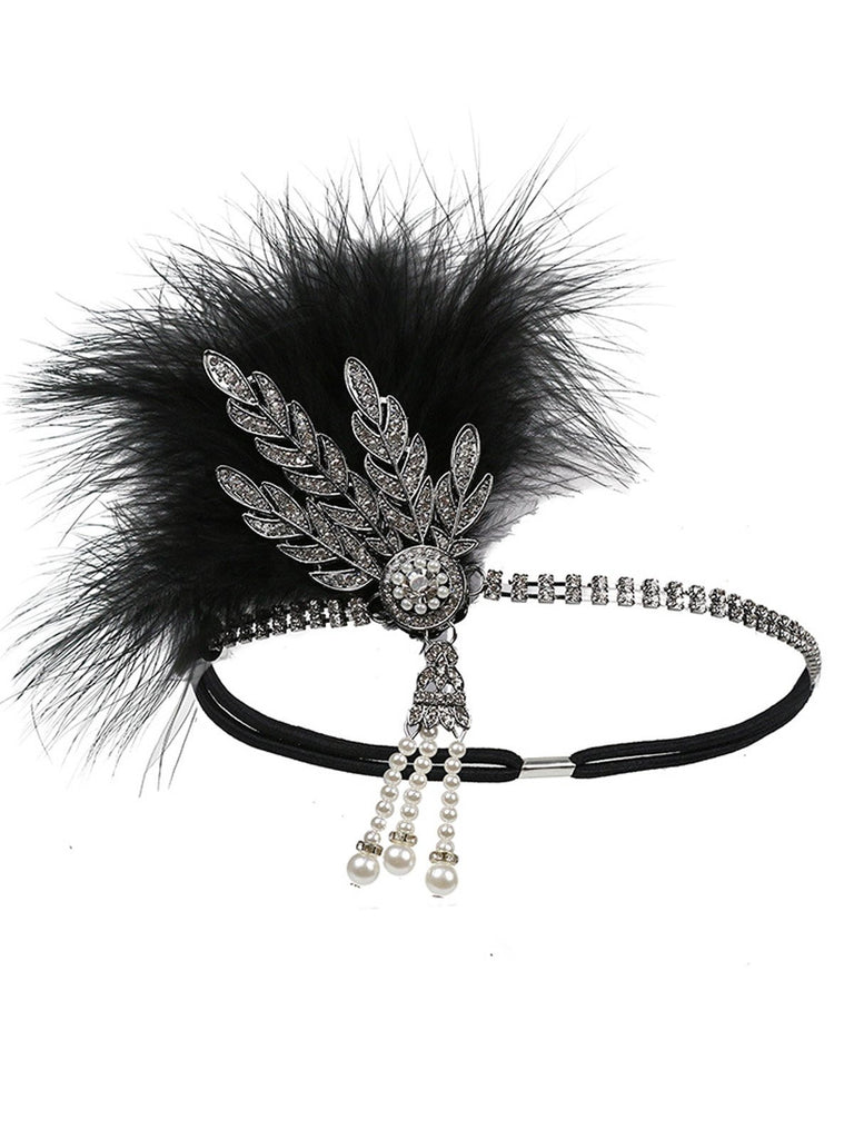 Silver 1920s Feather Rhinestone Headband — vintage elegance for the modern woman