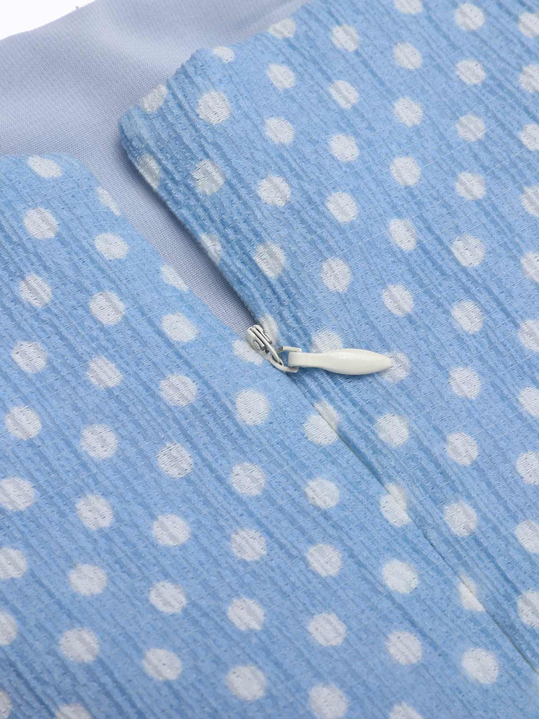 Sky Blue 1950s Strap Polka Dot Swing Dress — vintage elegance for the modern woman