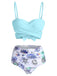 Sky Blue 1950s Straps Criss Cross Bikini Set - vintage fashion, retro style