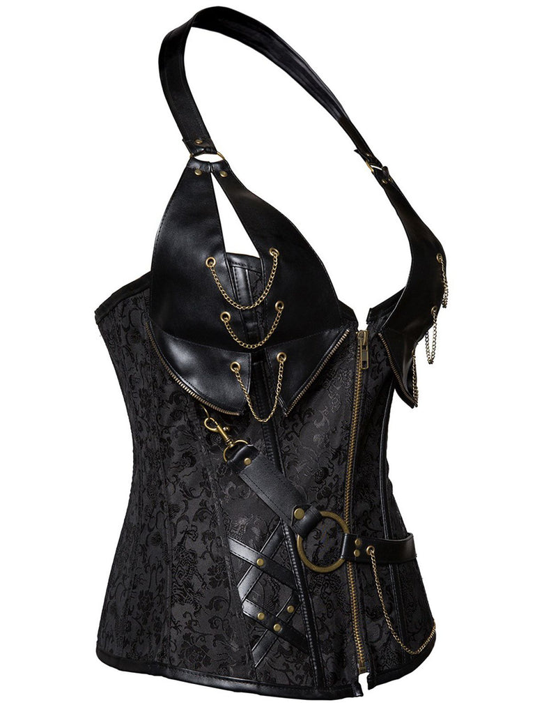 Steampunk Halter Leather Gothic Corset — vintage elegance for the modern woman