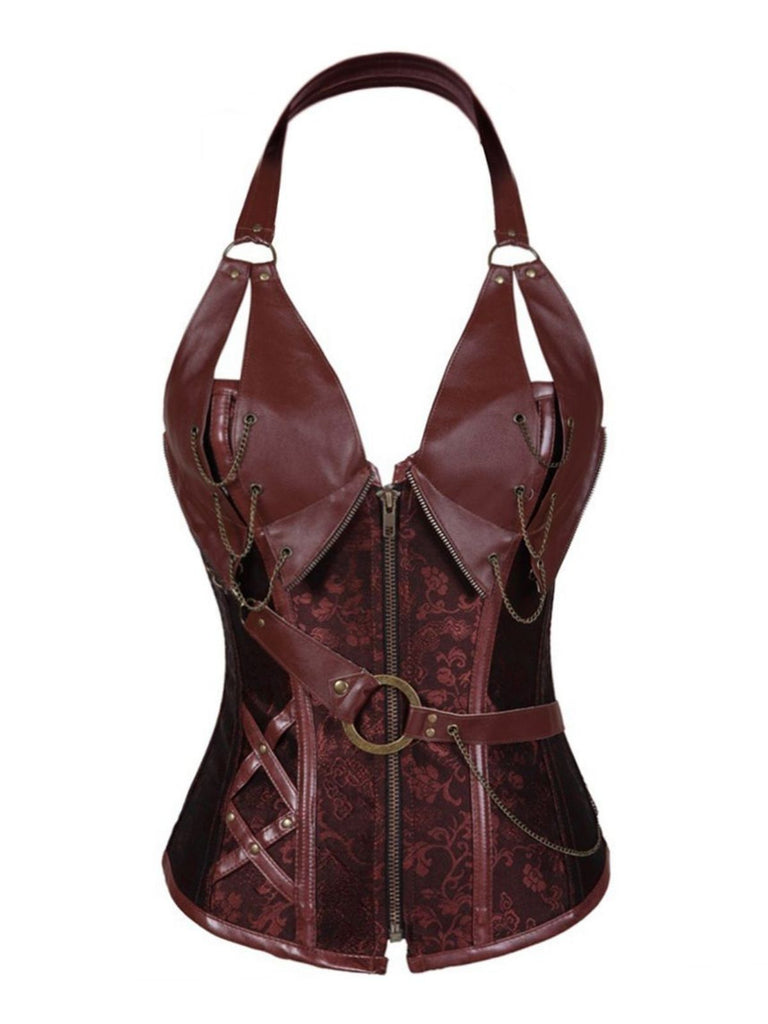 Steampunk Halter Leather Gothic Corset: timeless style reimagined