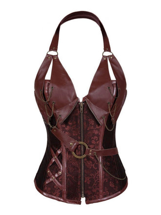 Steampunk Halter Leather Gothic Corset: timeless style reimagined